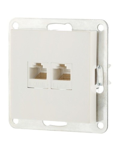 Розетка 2xRJ-45 кат.5е с накладкой, белый LK80 (846204-1). Розетка компьютерная двойная. Экопласт в Уфе