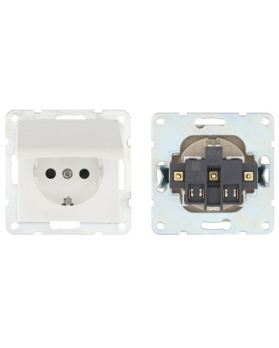 Розетка с з/к, шторками и крышкой, белый LK60 (863404-1). Розетка. Экопласт в Уфе