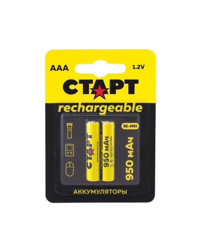 СТАРТ HR03 (AAA, 950mah), упак. 2 шт. БЛИСТЕР. Перезаряжаемые аккумуляторы. СТАРТ в Уфе