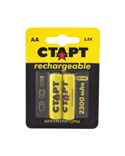 СТАРТ HR6 (AA, 2300 mah), упак. 2 шт. БЛИСТЕР. Перезаряжаемые аккумуляторы. СТАРТ в Уфе