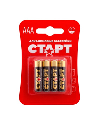 СТАРТ LR03-BL4 (1,5 В, AAA, LR03), упак. 4 шт. БЛИСТЕР. Алкалиновые батарейки. СТАРТ в Уфе