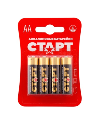 СТАРТ LR6-BL4 (1,5 В, AA, LR6), упак. 4 шт. БЛИСТЕР. Алкалиновые батарейки. СТАРТ в Уфе