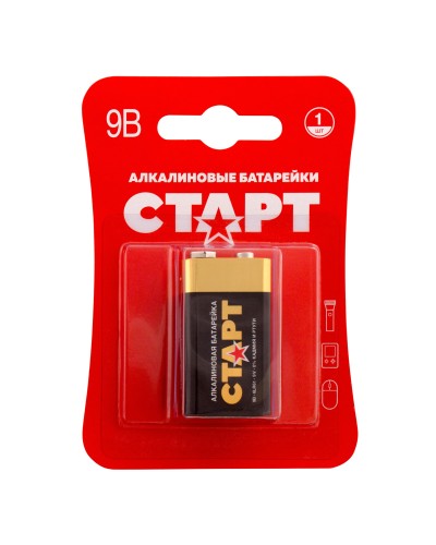 СТАРТ 6LR61-BL1 (9 В, Крона,  6LR61), БЛИСТЕР. Алкалиновая батарейка. СТАРТ в Уфе